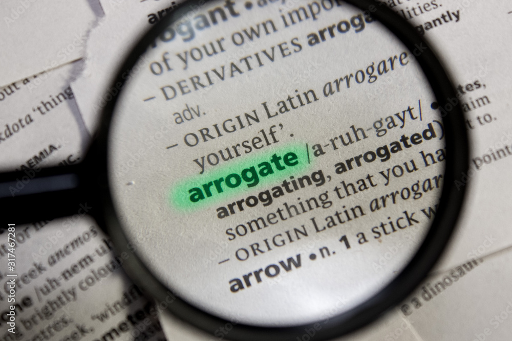 Arrogate word or phrase in a dictionary. Arrogate word or phrase in a dictionary.