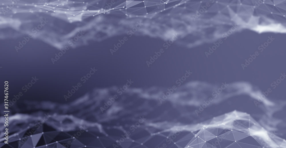 Obraz premium Big data network landscape. 3D render