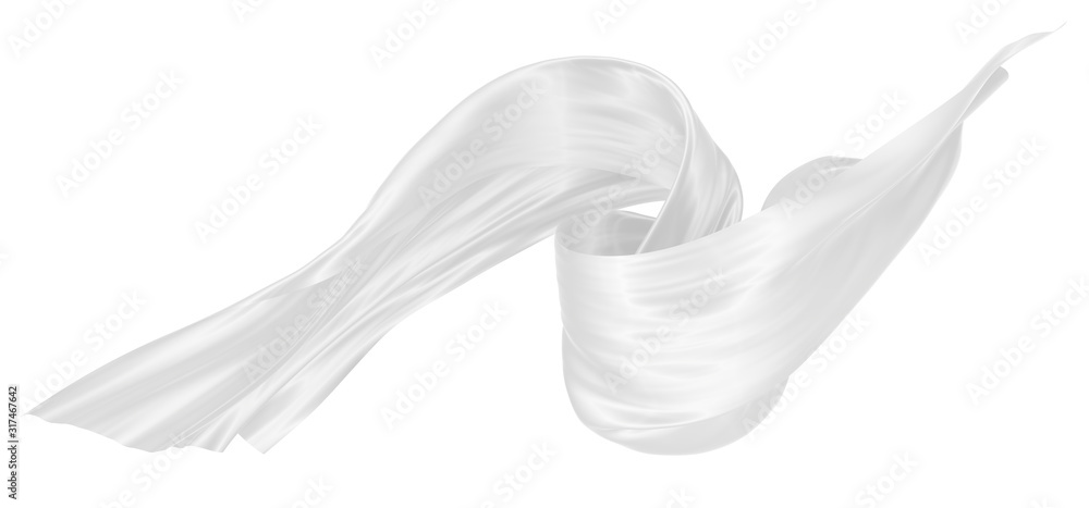 Abstract background of white wavy silk or satin. 3d rendering image. Abstract background of white wavy silk or satin. 3d rendering image.
