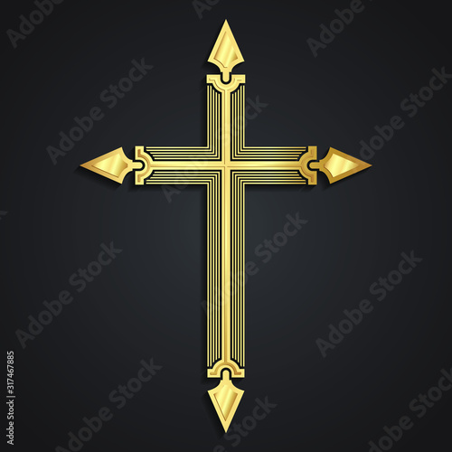 Fotografia 3d modern shape golden cross