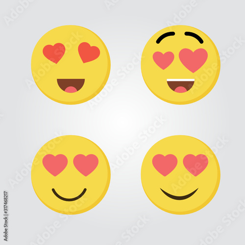 set of Love smileys emoji