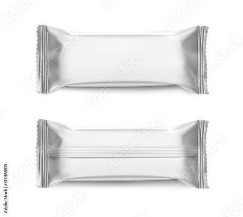 Blank mockup of flow pack. Vector illustration isolated on white background. It can be used in the adv, promo, package, etc. EPS10.	