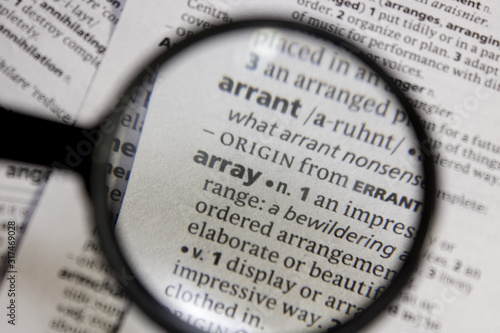 Array word or phrase in a dictionary.