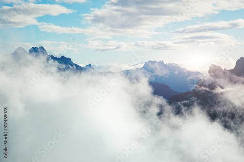 Stunning scene of the alpine valley. Location Dolomiti, South Tyrol, Italy.