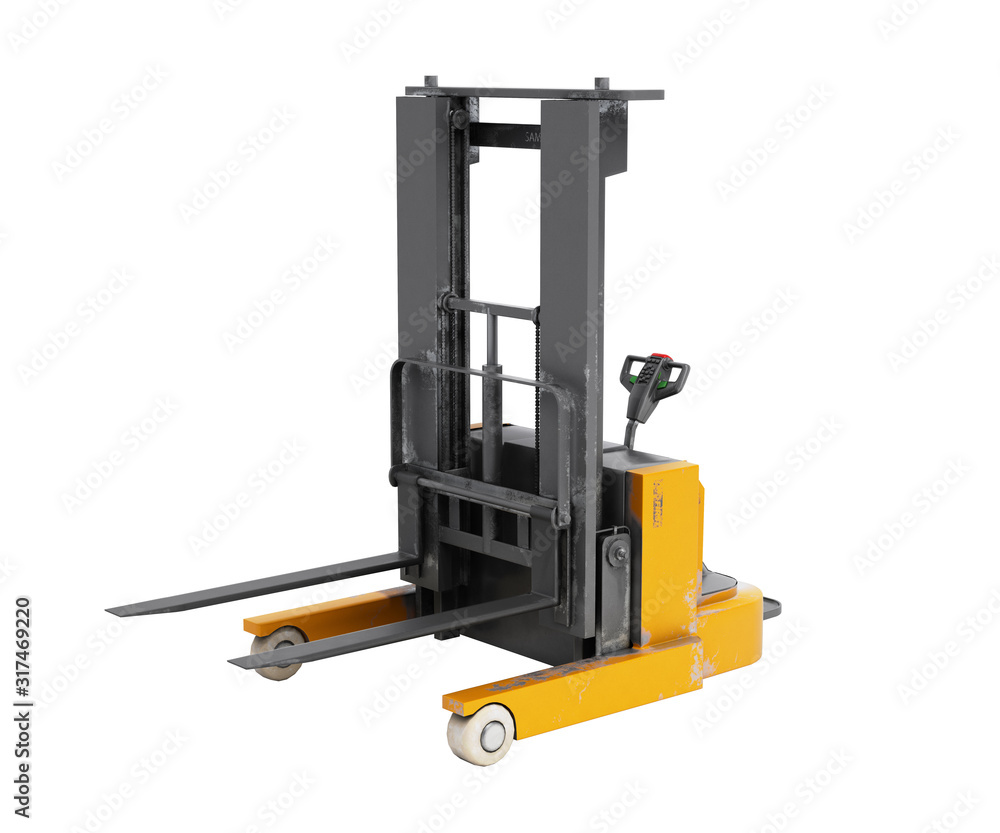 Forklift loader 3D render on white background no shadow Forklift loader 3D render on white background no shadow