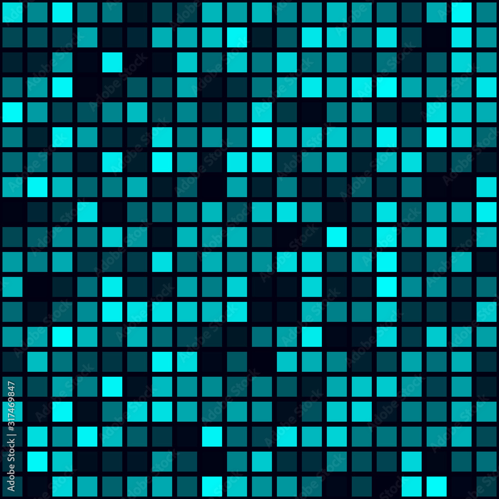 Technology seamless pattern. Filled pattern of squares. Cyan colored seamless background. Cool vector illustration. Technology seamless pattern. Filled pattern of squares. Cyan colored seamless background. Cool vector illustration.