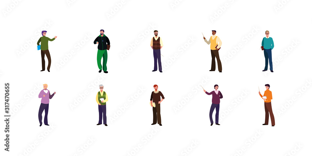 Isolated men avatars vector design