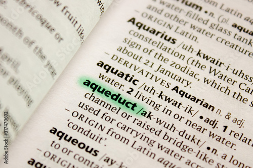Aqueduct word or phrase in a dictionary.