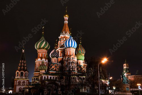 St Basil cathedral in Moscow and Kremlin