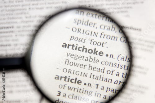 Artichoke word or phrase in a dictionary.