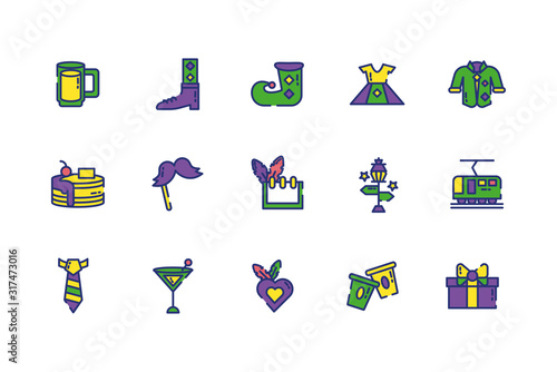 Isolated mardi gras icon set vector design