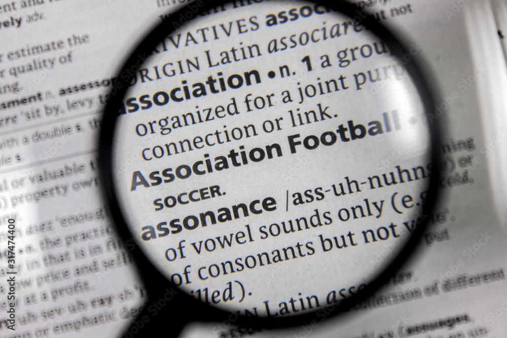 The word or phrase Association Football in a dictionary. The word or phrase Association Football in a dictionary.