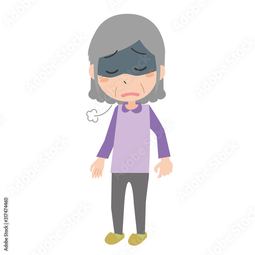 おばあさん　女性　落ち込む　うつ　鬱　うつ病　滅入る　更年期障害