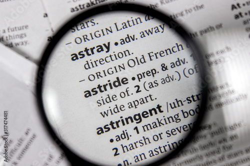 Papier peint The word or phrase astride in a dictionary.