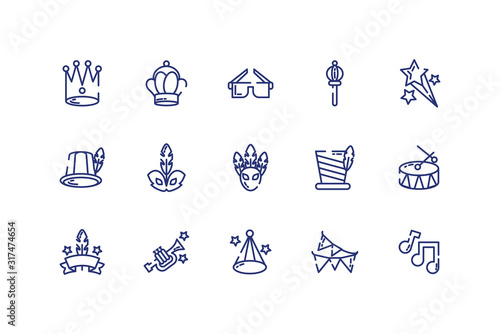 Isolated mardi gras icon set vector design