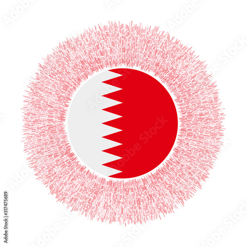 Flag of Bahrain with colorful rays. Radiant country sign. Shiny sunburst with Bahrain flag. Artistic vector illustration.
