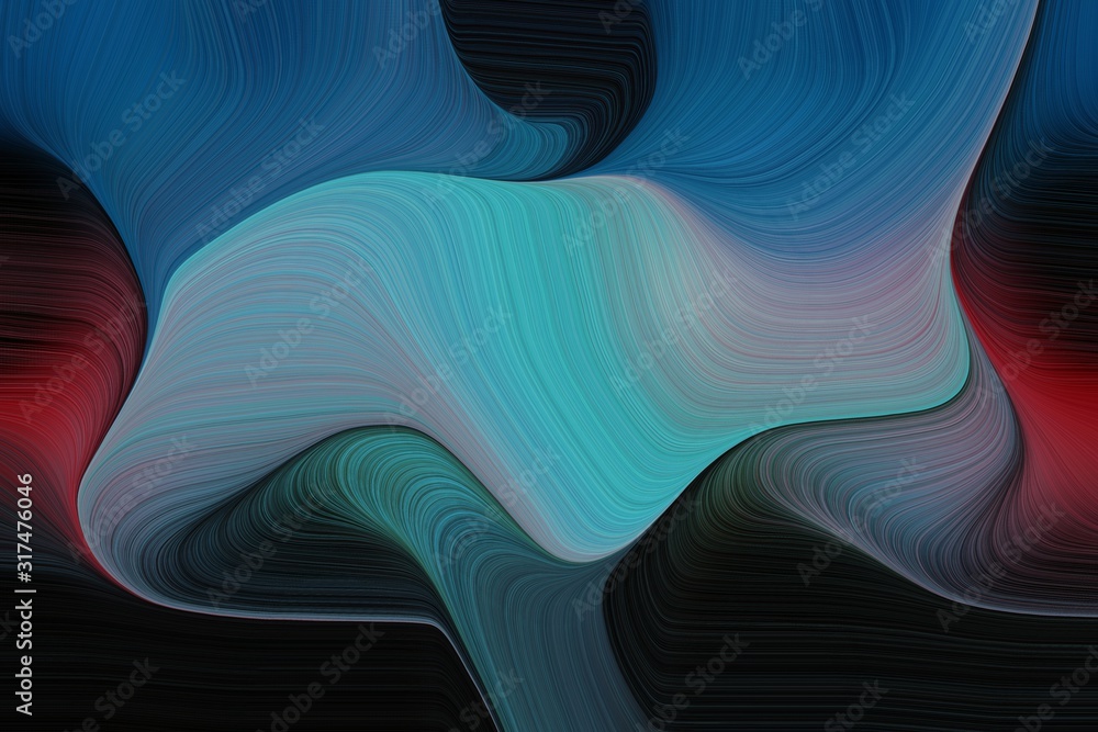 abstract clean and fluid lines and waves wallpaper design with very dark blue, cadet blue and very dark pink colors. art for sale. can be used as texture, background or wallpaper