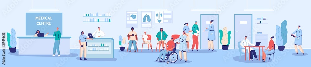 Medical center reception and waiting room vector illustration Medical center reception and waiting room vector illustration