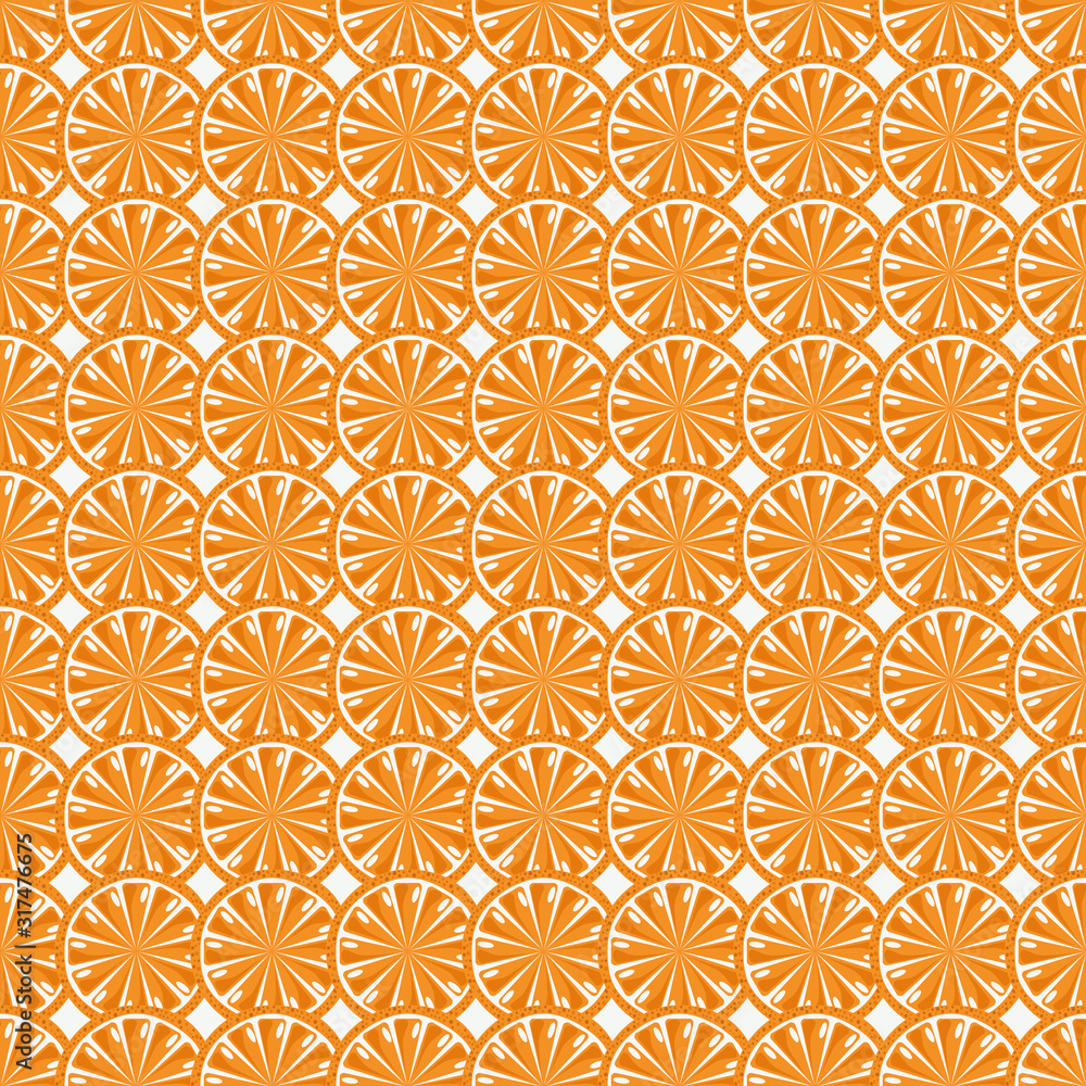 Orange background. Seamless pattern with orange. Vector.