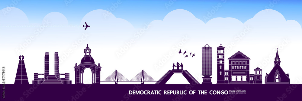 Obraz premium Democratic Republic of the Congo travel destination grand vector illustration.