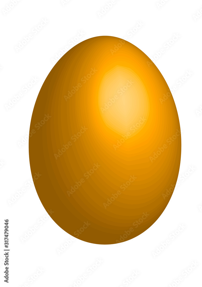 Golden egg, isolated. Easter element decoration for greeting card. Digital drawn vector illustration.