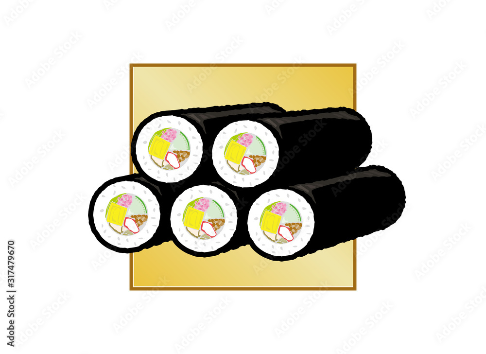 イラスト 恵方巻 節分 恵方 海苔巻き のりまき 巻物 のり 幸せ 幸福 縁起 ベクター有 Stock Vector Adobe Stock