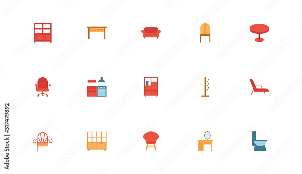 bundle of furniture set icons