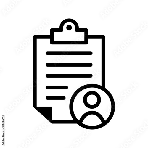 user checklist vector icon, manager candidate illustration sign, account activity symbol.