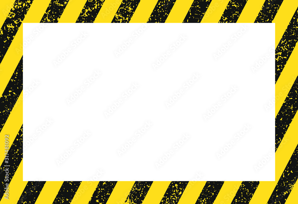 Warning Frame Yellow Black Diagonal Stripes.Vector Illustration Texture