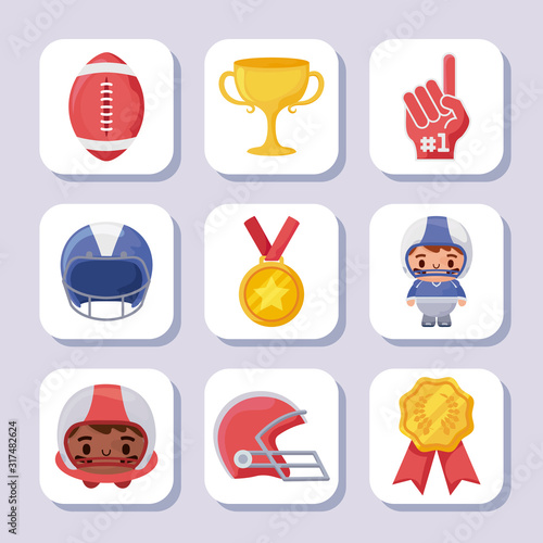 Super bowl icon set vector design