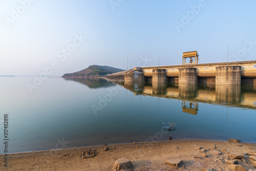 In Khon kaen with Ubolratana dam during the dry season, low water causing drought