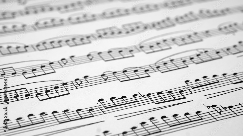 A sheet of paper with musical notes. Abstract background from musical notes for the designer. A sheet of paper with musical notes. Abstract background from musical notes for the designer.