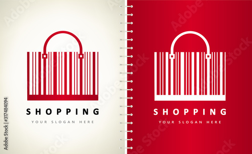 Bag barcode logo vector. Shopping symbol.