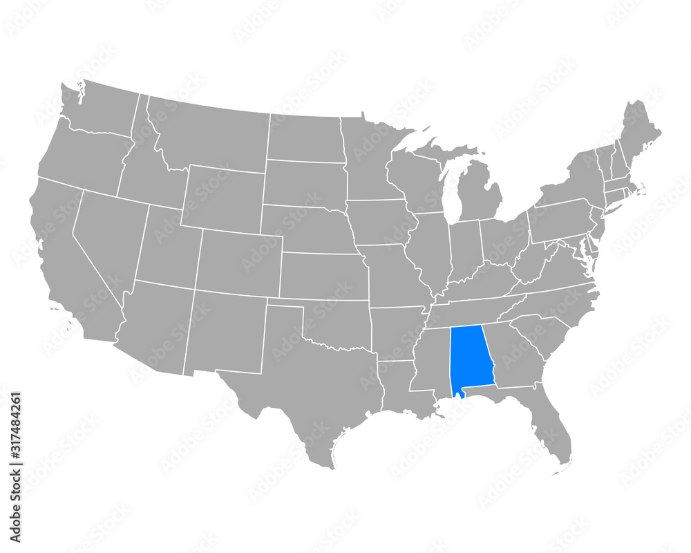 Karte von Alabama in USA