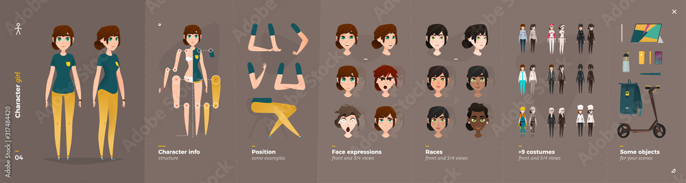 © drumcheg - Casual Clothes Style. Girl Cartoon Character for Animation. © drumcheg - Casual Clothes Style. Girl Cartoon Character for Animation.