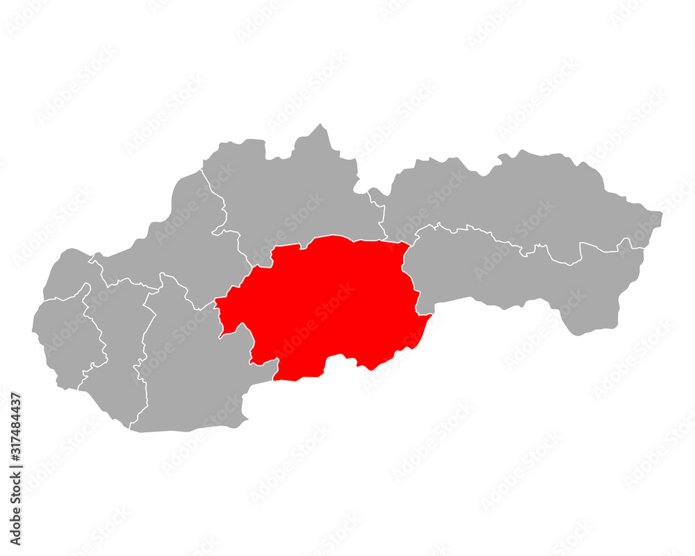 Karte von Banskobystricky kraj in Slowakei Karte von Banskobystricky kraj in Slowakei