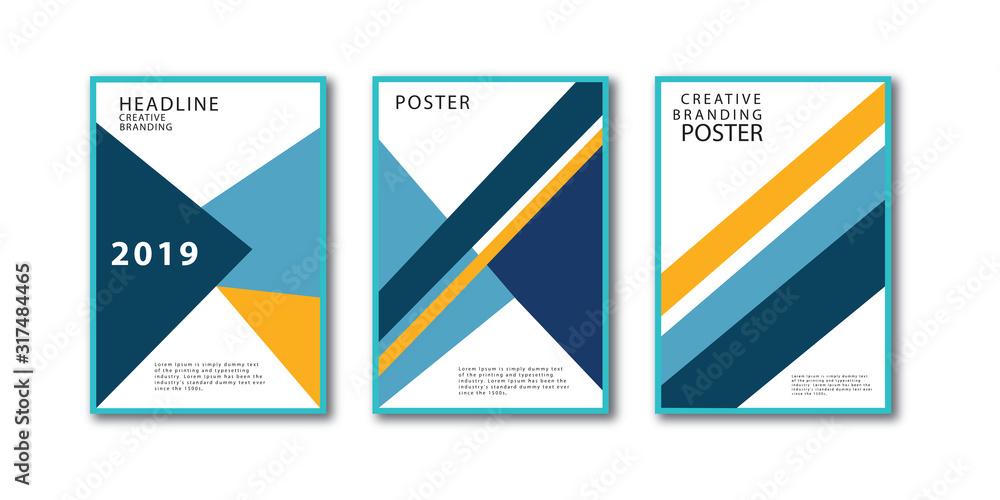 geometric book cover flyer designs set