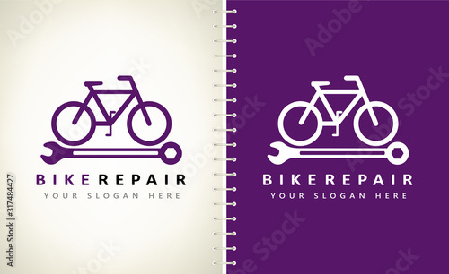 Bike repair logo vector. Transport illustration.