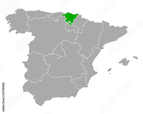 Karte von Baskenland in Spanien