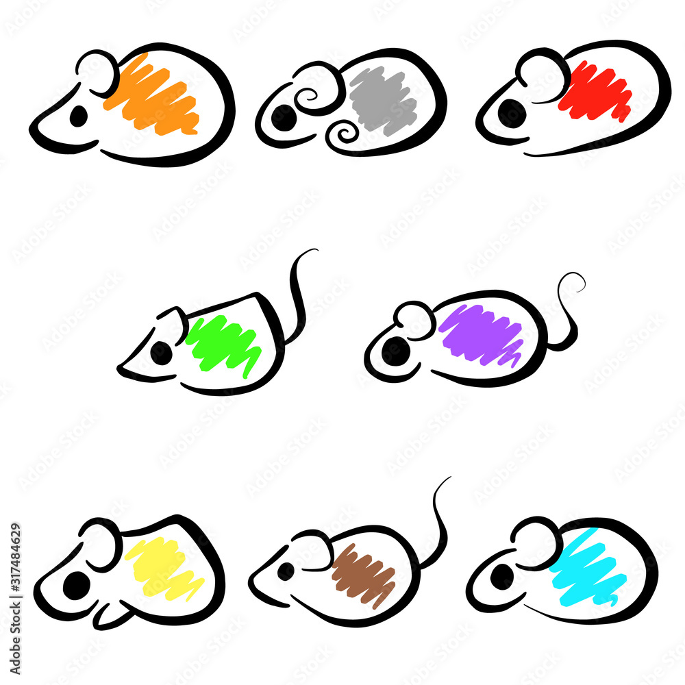 Naklejka premium Collection of Simple Rodent Mouse Guinea Pig and Hamster Logo Illustrations