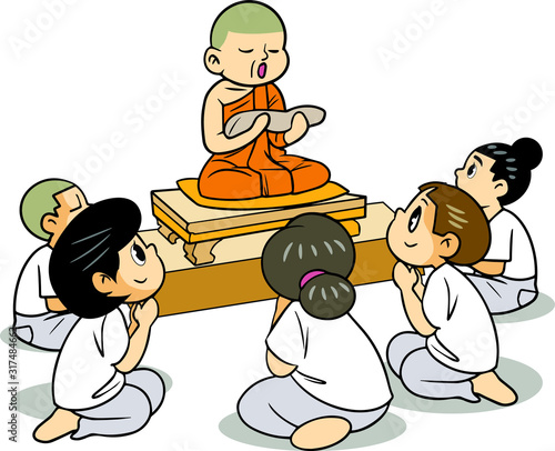 People who listen to monks speak.