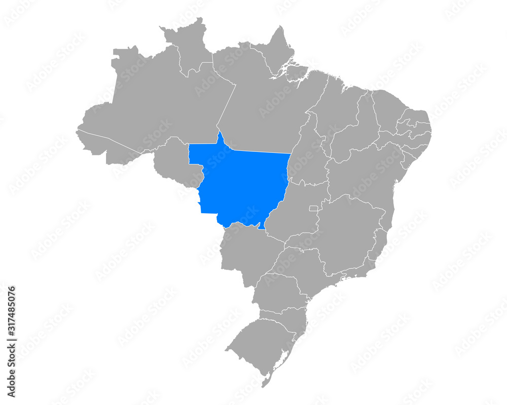 Karte von Mato Grosso in Brasilien Karte von Mato Grosso in Brasilien