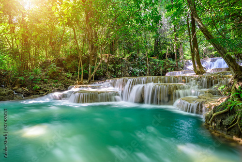 Beauty in nature, Huay Mae Khamin waterfall in tropical forest of national park, Kanchanaburi, Thailand © totojang1977