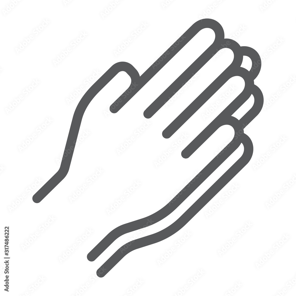Pray line icon, religion and prayer, hands praying sign, vector graphics, a linear pattern on a white background, eps 10. Pray line icon, religion and prayer, hands praying sign, vector graphics, a linear pattern on a white background, eps 10.