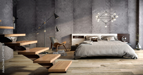Dormitorio amplio estilo industrial photo