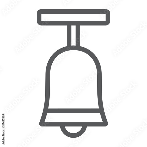 Standing bell line icon, easter and religion, bell sign, vector graphics, a linear pattern on a white background, eps 10.