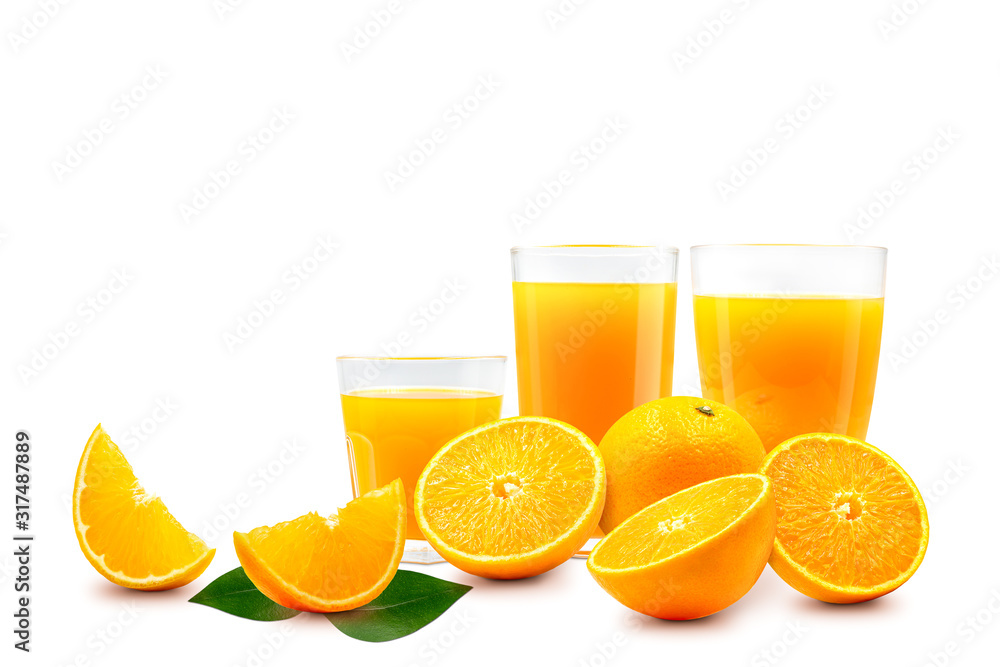 Stack of fresh orange fruit isolated on white background Stack of fresh orange fruit isolated on white background