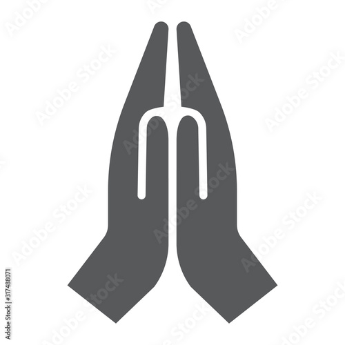 Pray glyph icon, religion and prayer, hands praying sign, vector graphics, a solid pattern on a white background, eps 10.