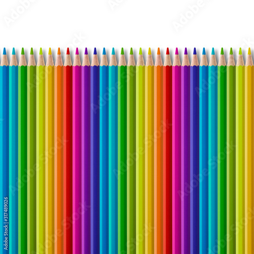 Set of color wooden pencil collection on white background
