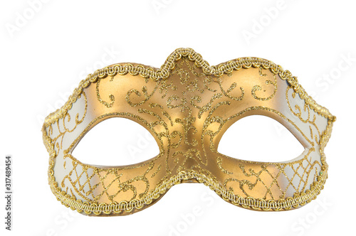 Golden Mask theater,close-up, isolate on a white background © melya31